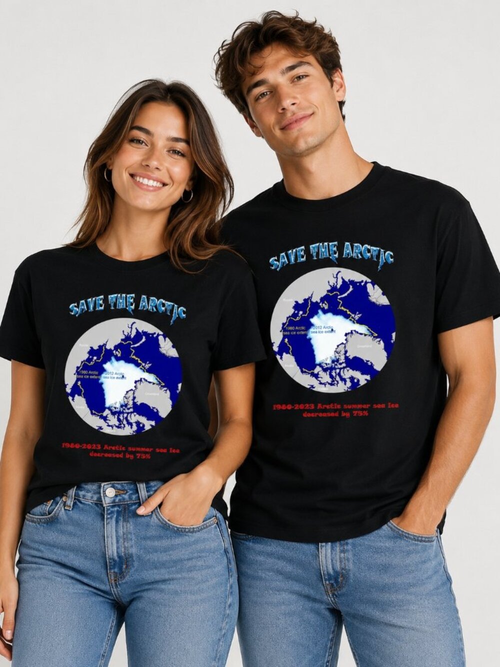 NWT Save the Arctic Sea Ice Map T-Shirt – Eco Unisex & Couple Matching Tee